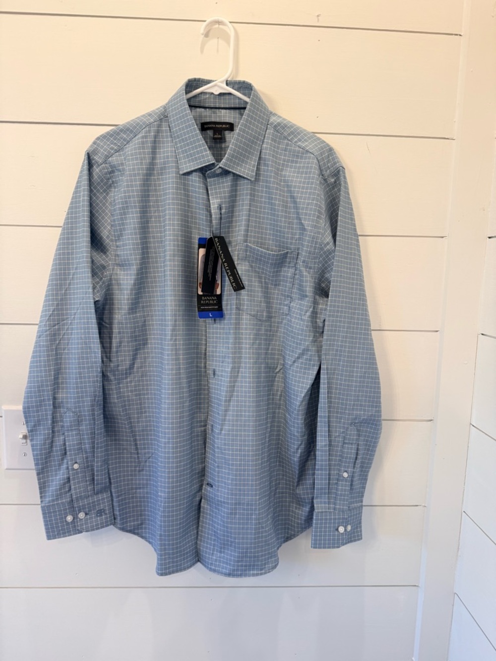 Banana Republic Light Blue Windowpane Button-Down Shirt